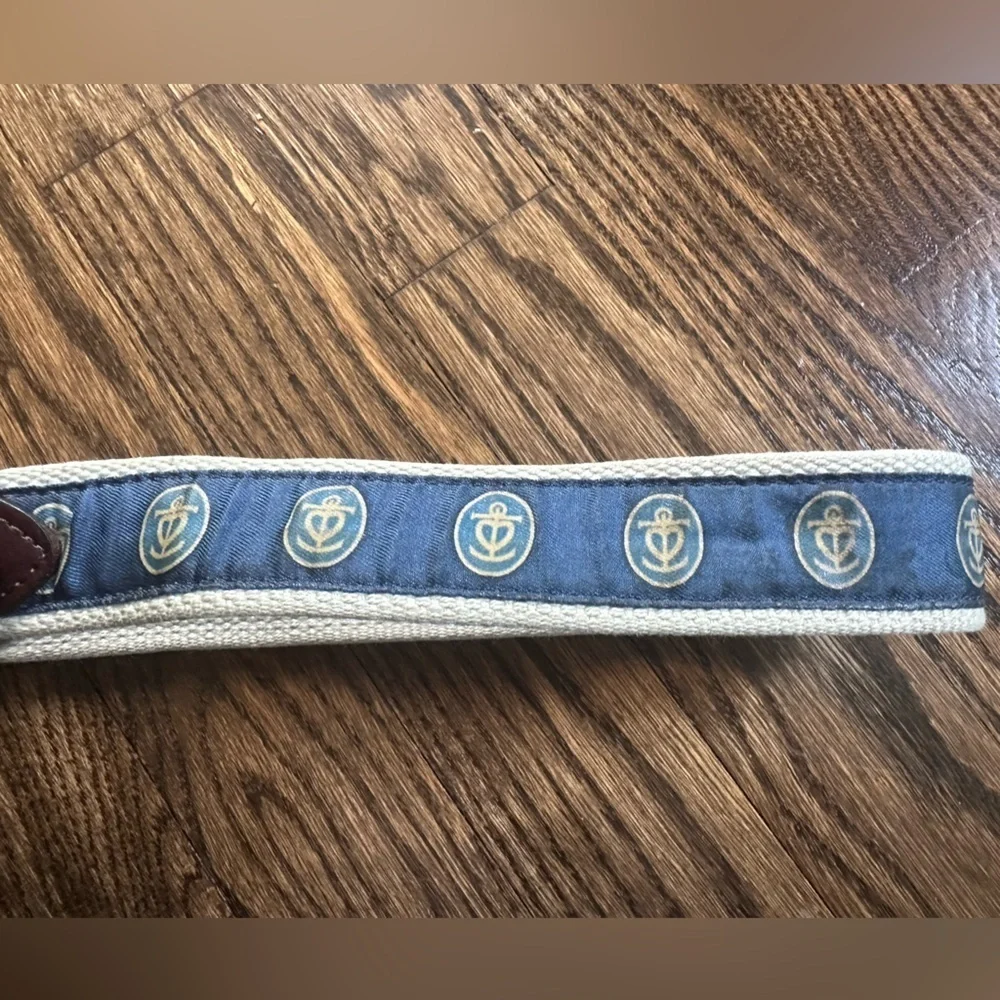 Vineyard Vines Kids Canvas Belt Navy Whale Club Logo Leather Preppy Size 26